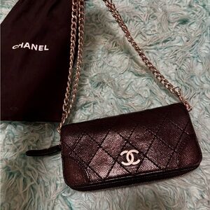 Chanel Black Quilted Leather WOC
